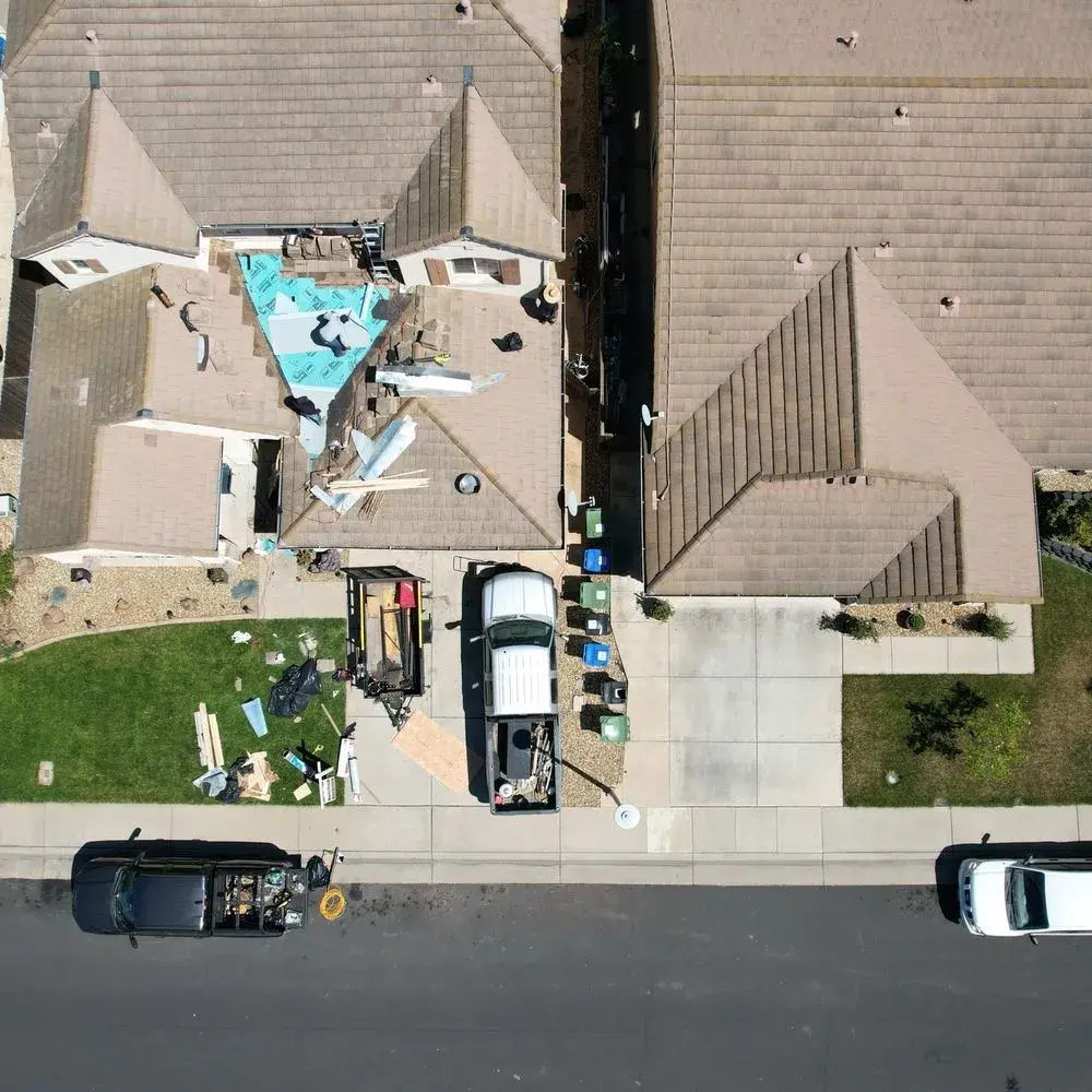 Aerial view, mid-job