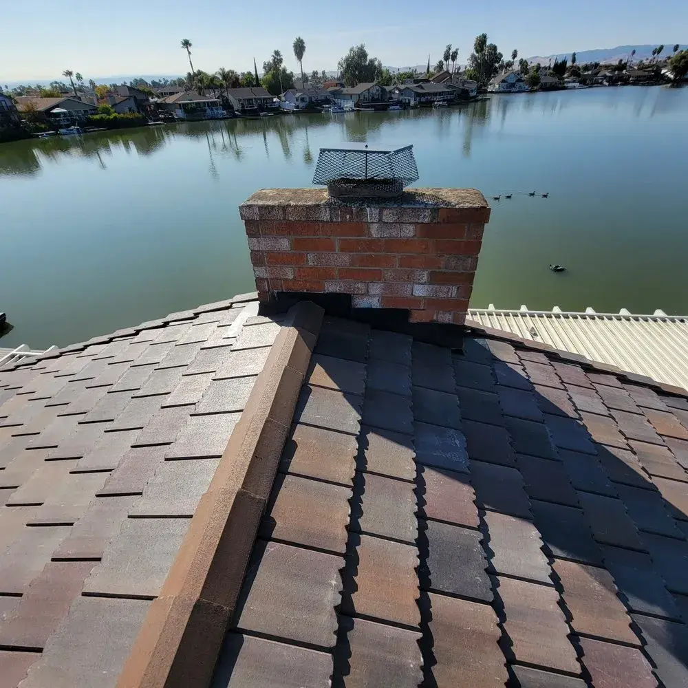 Tile roof and chimney