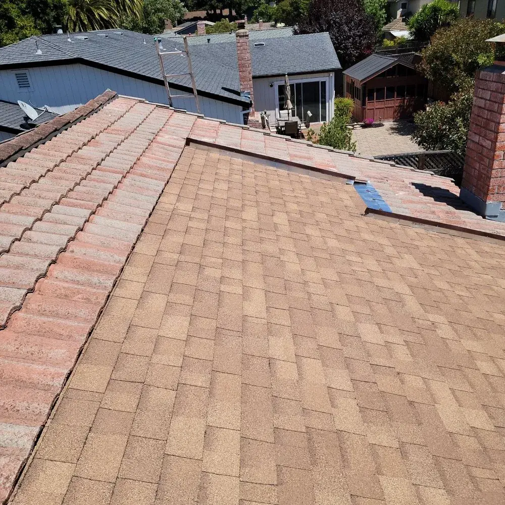 Clay-color shingle roof